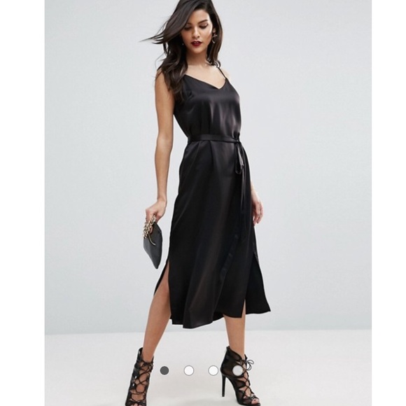black slip dress asos